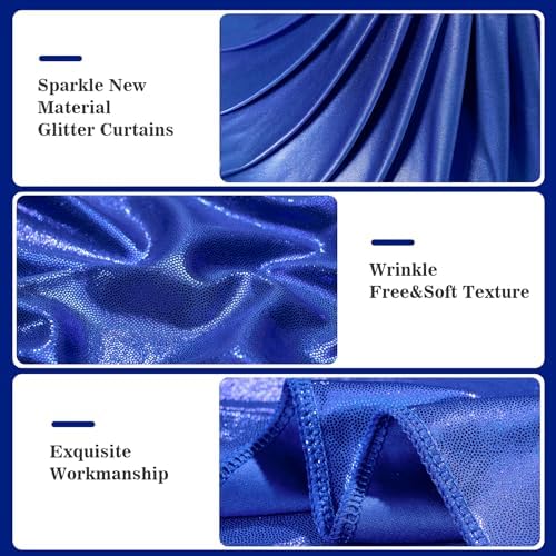 10x10ft Thick Royal Blue Glitter Backdrop Curtain Panels for Parties, Wrinkle Free Sequin Sparking Photo Backdrop Drapes, 2 Panels 5x10ft Shimmer Back Drop Cloth for Wedding Birthday Photography - Image 3