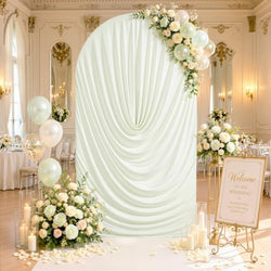 Ivory Draped Arch Cover - 6.6FT Drape Arch Backdrop Cover by HBBMAGIC