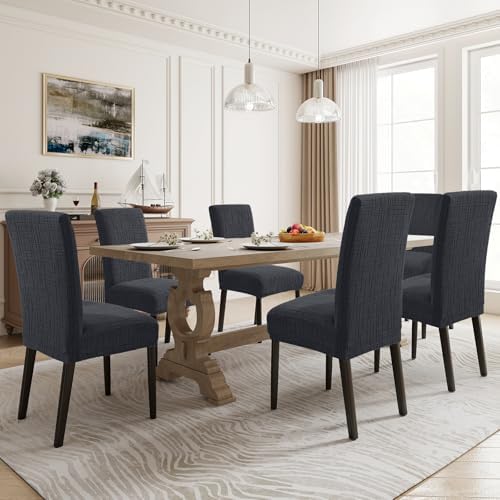 Stretch Chair Covers for Dining Chairs Set of 2, Charcoal Gray - Image 2
