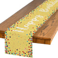 Artoid Mode Polka Dot Yellow Happy Birthday Table Runner, Seasonal Summer Kitchen Dining Table Decoration for Home Party Decor 13x72 Inch by ArtoidMode