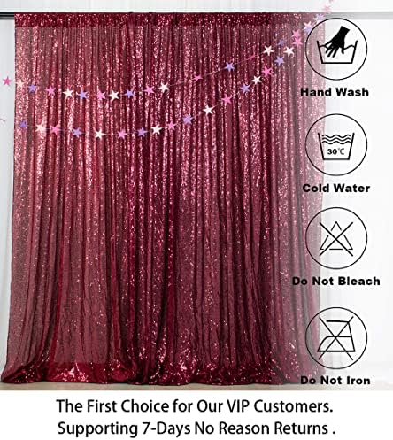 ShinyBeauty Sequin Backdrop Curtains Burgundy 8FTx10FT Glitter Curtain Wine Sequin Backdrops Shimmer Fabric Background Maroon Sequence Backgrounds Rustic Wedding Decor - Image 5