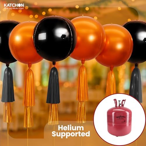 KatchOn Metallic Orange and Black Balloons - 22 Inch, Pack of 6 - Image 4