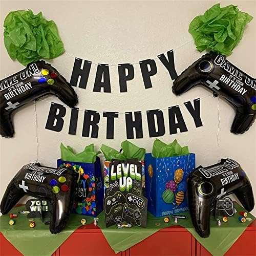 5 Pieces Video Game Party Balloons, Giant Video Game Controller Mylar Foil Balloons Game on Balloons for Kids Boys Gaming Theme Birthday Party Video Game Baby Shower Decorations Supplies - Image 5