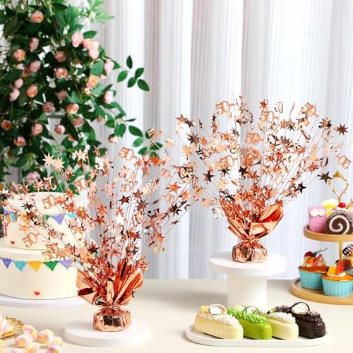 3 Pcs 50th Rose Gold Birthday Decoration 50th Table Centerpiece - Image 3