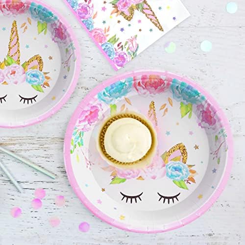 Unicorn Birthday Plates Napkins for Birthday Party, Unicorn Party Decorations for Girls, 96 Pcs Magical Party Supplies - Image 6