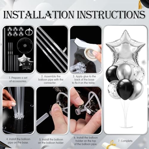 Lunmon 4 Set Black and Silver Balloon Centerpiece Stand Kit for Table - Image 4