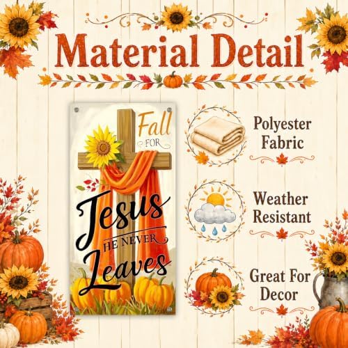 BlissYard Christian Fall Door Cover Thanksgiving Decor Cross 35x71 Inch - Image 6