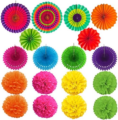 Mexican Party Decorations Multicolored Fiesta Paper Fan Party Decorations - Image 7