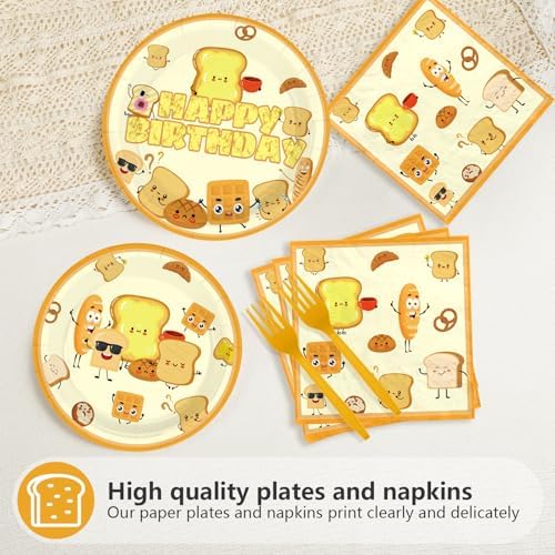 Grencian 96Pcs Toast Bread Birthday Food Theme Party Decoration, Serve 24 - Image 3
