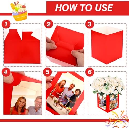 12 Pcs Picture Centerpieces for Table, Photo Display Frame, Red - Image 3