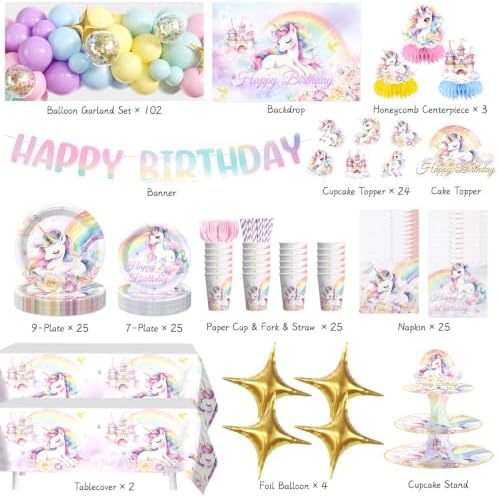 289Pcs Unicorn Birthday Decorations, All-in-One Decor Set for 25 Guests - Image 2