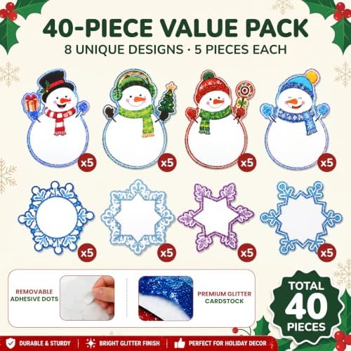 Blulu 40pcs Christmas Cutouts Winter Bulletin Board, Snowman - Image 2