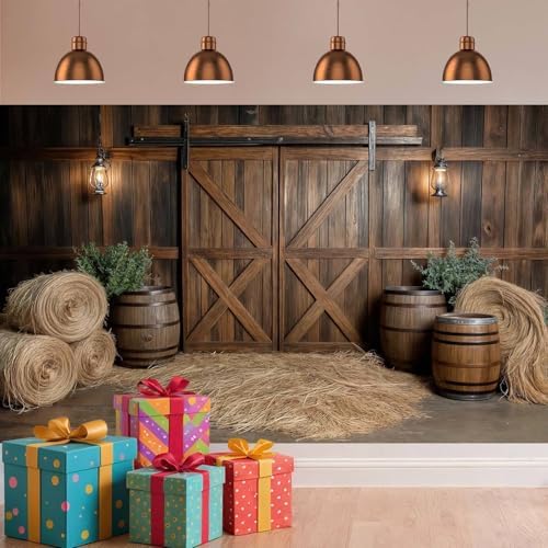 Western Barn Door Backdrop for Photography Western Cowboy Backdrop Wild West Theme Background Rustic Cowgirl Party Banner for Farm Rodeo Wedding Birthday Party Photo Shoot Supplies 10X8 FT - Image 3