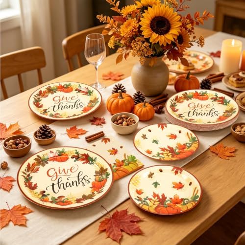 72PCS Thanksgiving Plates and Napkins, Pumpkin Maple Leaf Party Supplies - Image 4