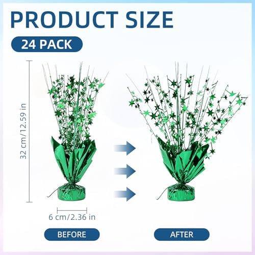 24 Pack Green Metallic Foil Spray Centerpiece Star Table Decoration Burst Table Centerpieces for Birthday New Year Wedding Anniversary Graduation Party Supply (Green) - Image 3