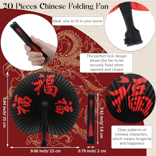 party greeting 28 Pcs Hibachi Party Decorations Asian Chinese Japanese Party Supplies Includes 15 Pcs Chinese Paper Lanterns 12 Pcs Japanese Folding Fans 32.8 Ft Chinese New Year Dragon Pennant Banner - Image 3