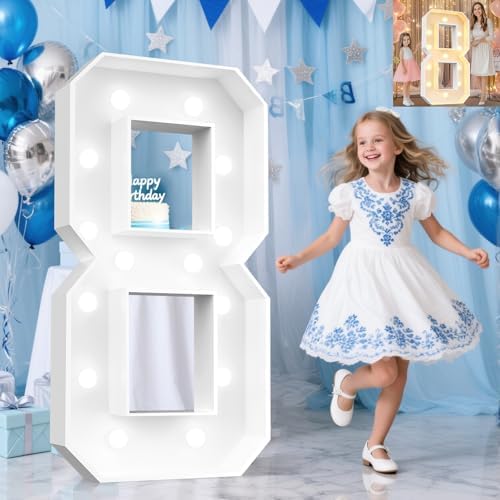 Pooqla 4 FT Marquee Numbers, Light Up Number 8 8th Birthday Decorations by Pooqla