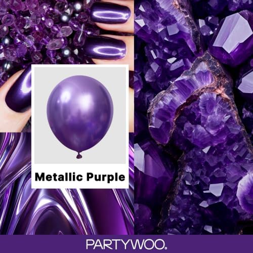 PartyWoo Metallic Purple Balloons 50pcs Chrome Purple Color 12 Inch - Image 2