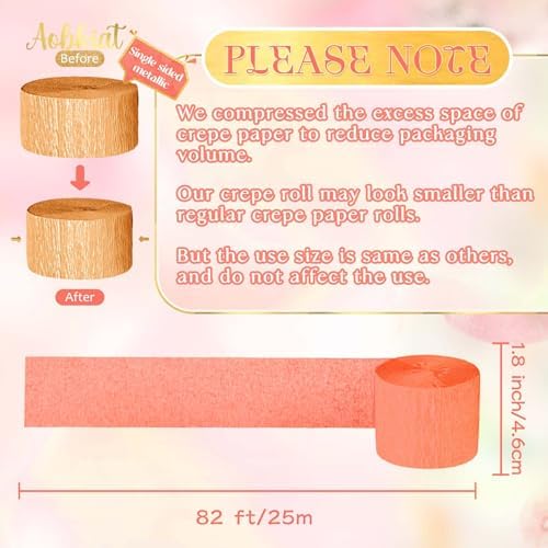AOBKIAT Streamers Party Decorations,5 Rolls Pastel Pink Gold Orange Color - Image 6