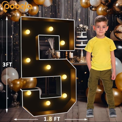 Pooqla 3FT Marquee Light Up Numbers 5 for 5th 50th Birthday Decorations - Image 6