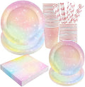 Recheel Pastel Plates and Napkins Set, Pastel Paper Plates Party Supplies by Recheel