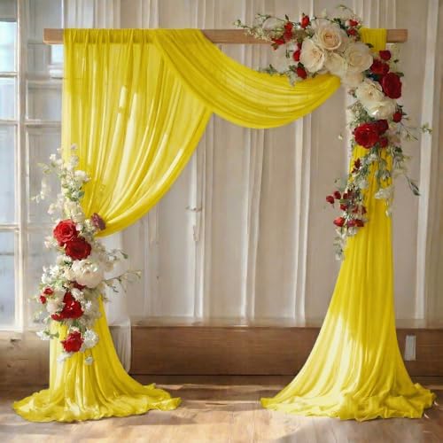 Pack of 1 Wedding Arch Drape Panel Fabric 30" x 100ft - Yellow by MDS