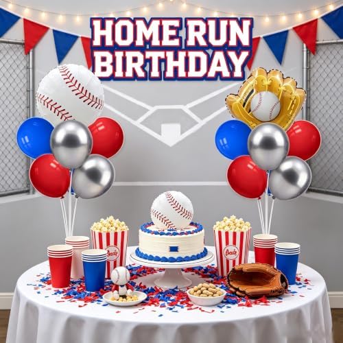 Baseball Party Decorations, 4 Set Red Blue Silver Balloon Stand - Image 4