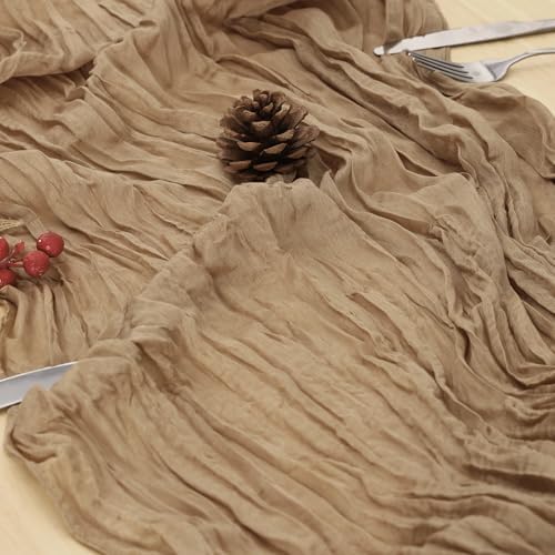 3 Pack Nude Cheesecloth Table Runner 120 Inch Boho Wedding Decor - Image 6