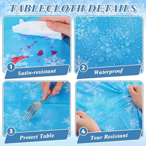 NatNarr 3 Pack Frozen Tablecloth, Snowflake Plastic Tablecloths - Image 4