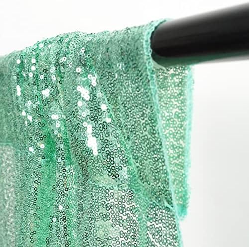 Poise3EHome Mint Green Sequin Backdrop Curtain,4 Panels 2FTx8FT Glitter Background for Party Birthday Party Baby Shower Wedding Christmas Thanksgiving Halloween Holiday Festival Decor - Image 6