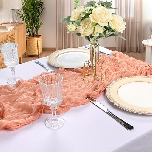 6 Pack 10Ft Peach Cheesecloth Table Runner 23 x 120 Inch - Image 6