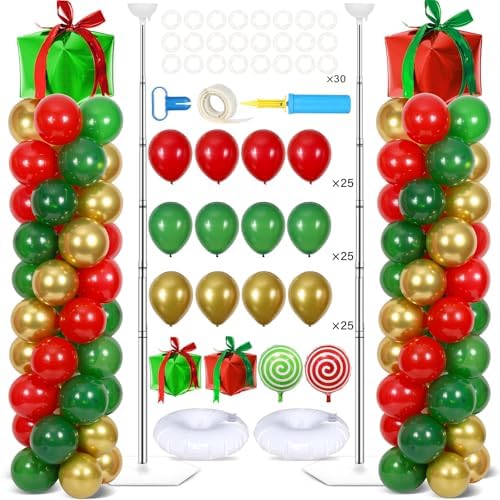 2 Sets Christmas Party Balloon Column Stand Kit Adjustable Balloon Decor by Naozinebi