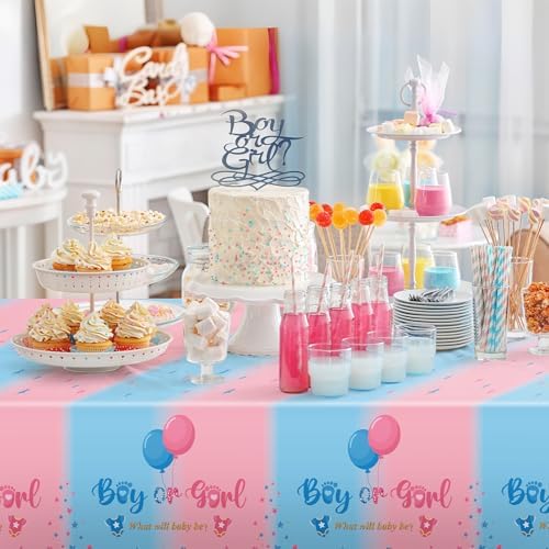 3 Pack Gender Reveal Plastic Tablecloth, Boy or Girl Disposable Table Cloth - Image 4