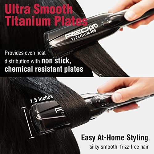RED Pro Titanium 460 Styler Flat Iron, 1 1/2" for Silk Pressing & Keratin Treatments, Eliminates Frizz, Instant Heat, Auto Shut-Off, Heavy Duty Swivel Cord - Image 6