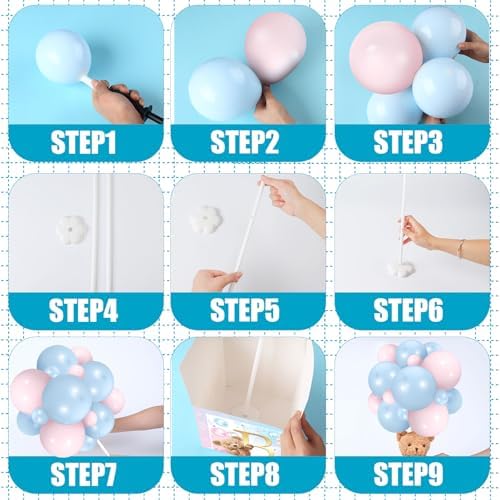 Lenwen 6 Sets Baby Letter Boxes Baby Shower Decor, Bear, Pink Blue - Image 4
