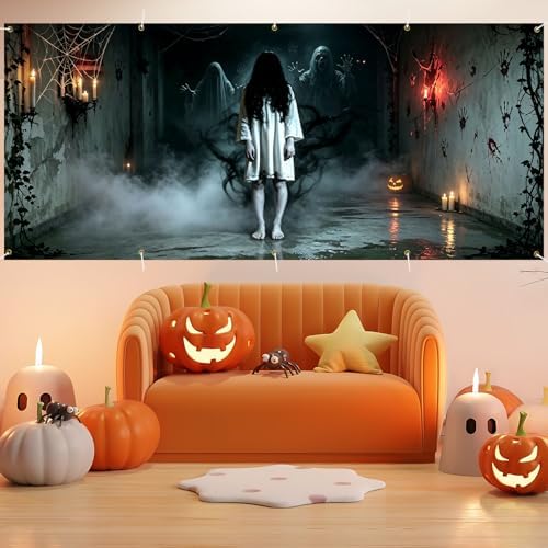 7 x 16 ft Foggy Corridor Halloween Garage Door Decorations Halloween decorations Witch Door Cover, Hanging Banner, Cauldron Backdrop Mural for Home, Outdoor - Image 5
