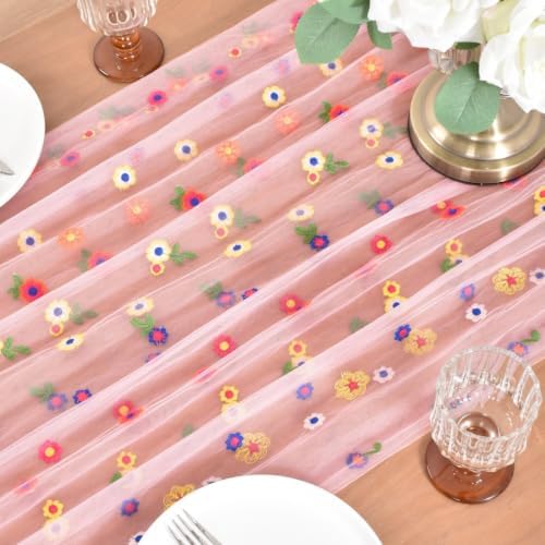 Flower Table Runner Floral Daisy Fall Wedding Birthday Party Home Decor - Image 4