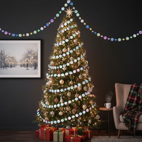 Outus 10 Pieces Laser Silver Round Dots Garland Party Hanging Decor - Image 4