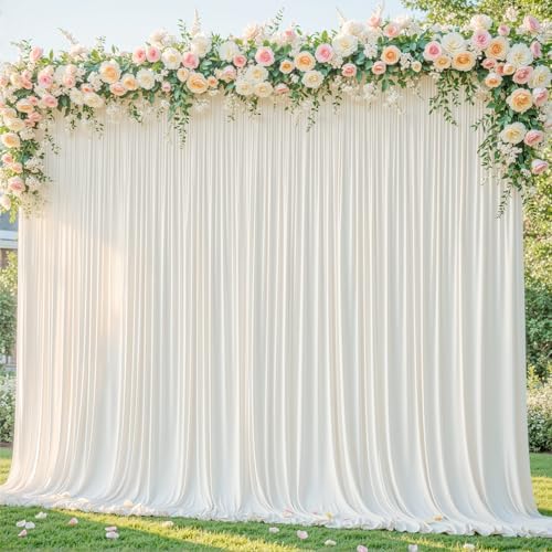 20x12ft Cream Backdrop Curtain Panels for Parties - Wrinkle Free Polyester Photo Curtain Backdrop Wedding Back Drop Fabric Drapes for Party Decorations Background for Photography by WishCare