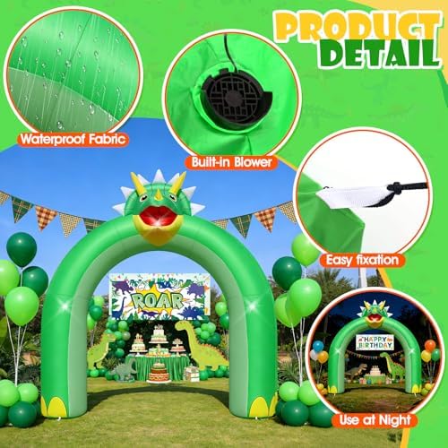 9.5FT Triceratops Inflatable Arch Dinosaur Birthday Party Decor - Image 3