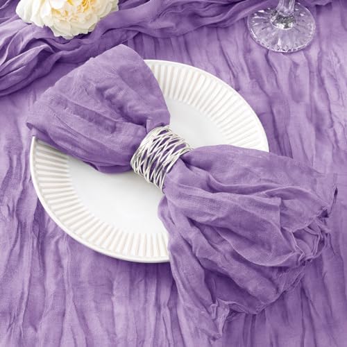 DeZerlor Purple Washable Cheesecloth Napkins Set of 20 for Wedding Party by DeZerlor