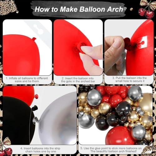 Cheetah Print Balloon Arch Garland Kit for Red Black Gold Leopard Birthday - Image 6