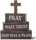 4 Pcs Christian Wooden Tiered Tray Decor, Bible Table Decorations by Gleegreets