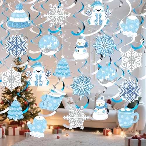 Winter Hanging Decorations, Christmas Spiral Swirls, 30-Pc Winter Decor - Image 5