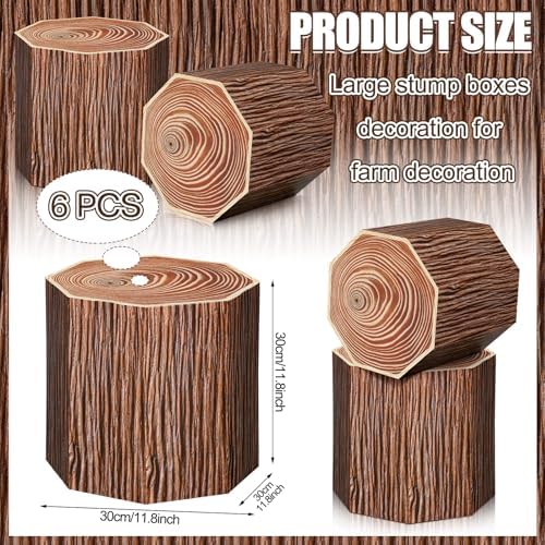 Fullhawl 6 Pcs 3D Tree Stump Boxes, Vbs Fake Wood Centerpieces - Image 2
