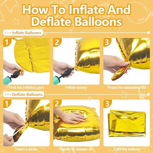 NISOCY 25PCS Metallic Gold Square Foil Balloons Wall Backdrop - Image 3