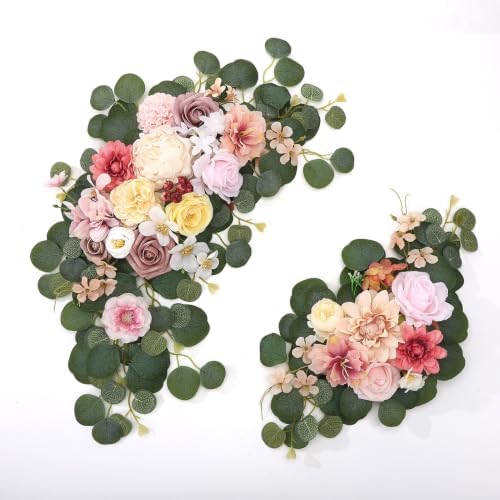 2 Pcs Wedding Arch Decorations, Colorful Arch Flowers Swag by Ovveroche