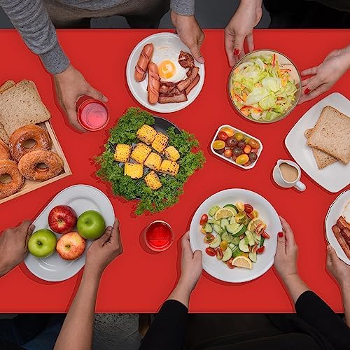 16 Pack Red Plastic Tablecloth for Rectangle Tables, Premium Decorative Red Disposable Table Cloths for Parties, Rectangle Party Table Cover for Birthday, Wedding, Christmas, Anniversary, 54 x 108Inch - Image 6
