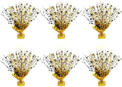 6 Pack Metallic Foil Spary Centerpieces for Tables, Black Gold Centerpieces for Tables Decorations, Star Brust Table Centerpieces for Birthday Graduation Wedding Baby Shower Party by Unknown
