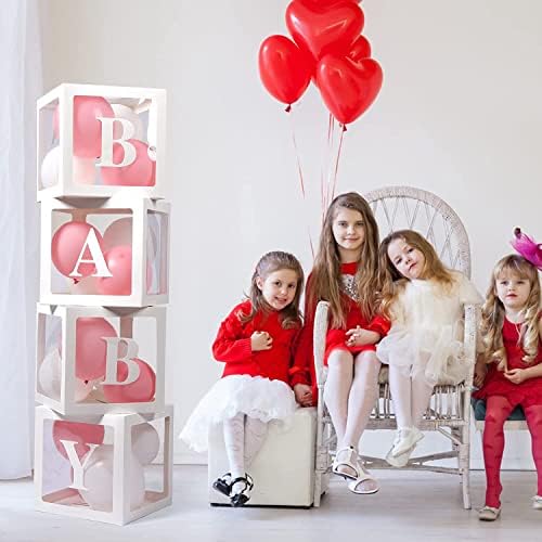 Voircoloria Baby Balloon Boxes with Letters, White, 4 Transparent Boxes - Image 4